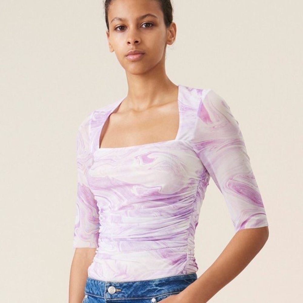GANNI Shirt with Rouches (S)